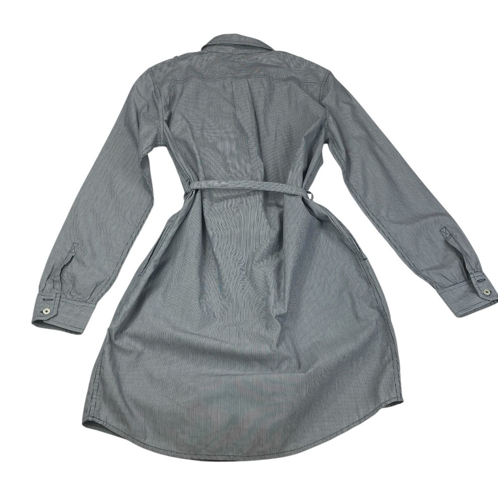 GAP Sandra Shirtdress Women's S Raw Indigo Stripe Long Sleeve Belted 100%C Dress - Picture 2 of 9